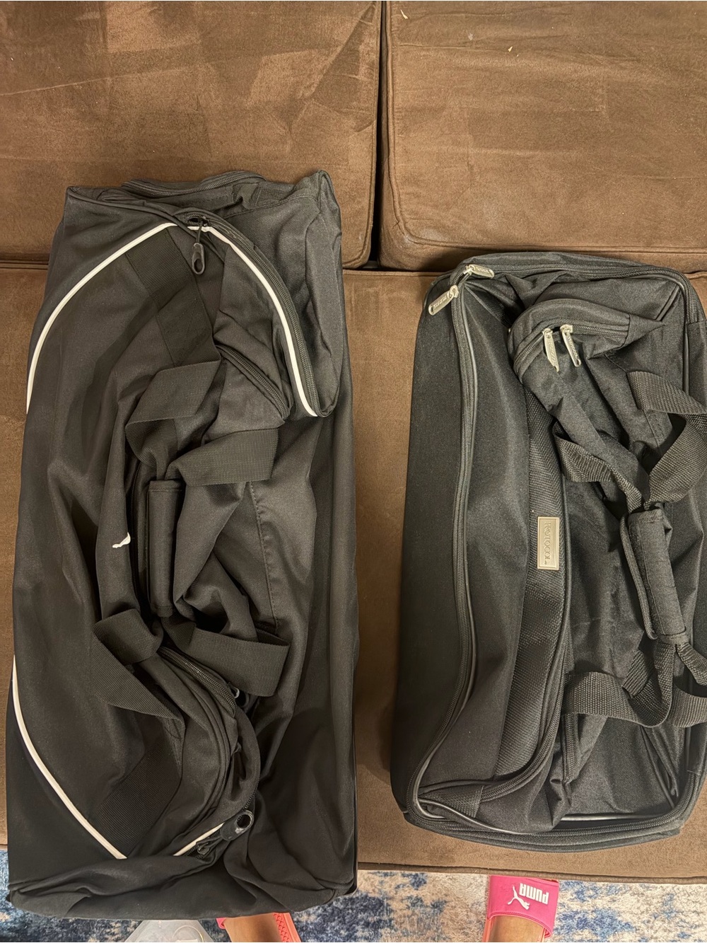 Puma and Protocol Black Duffel Bag with White Trim - Men's Gym Travel Carry